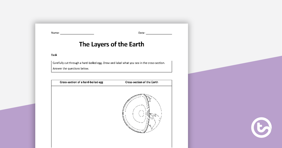 预览我age for Layers of the Earth Worksheet - teaching resource