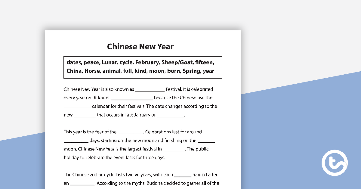 中国新年推翻工作表的预览图像 - 教学资源