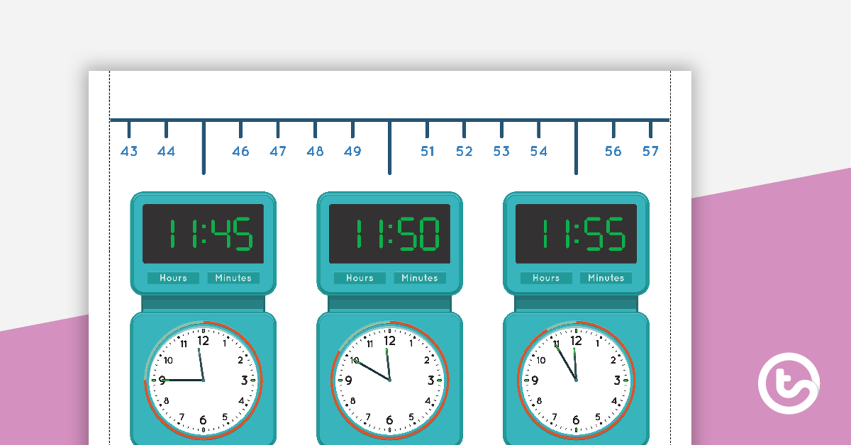Preview image for Time Number Line - 5 Minute Increments - teaching resource
