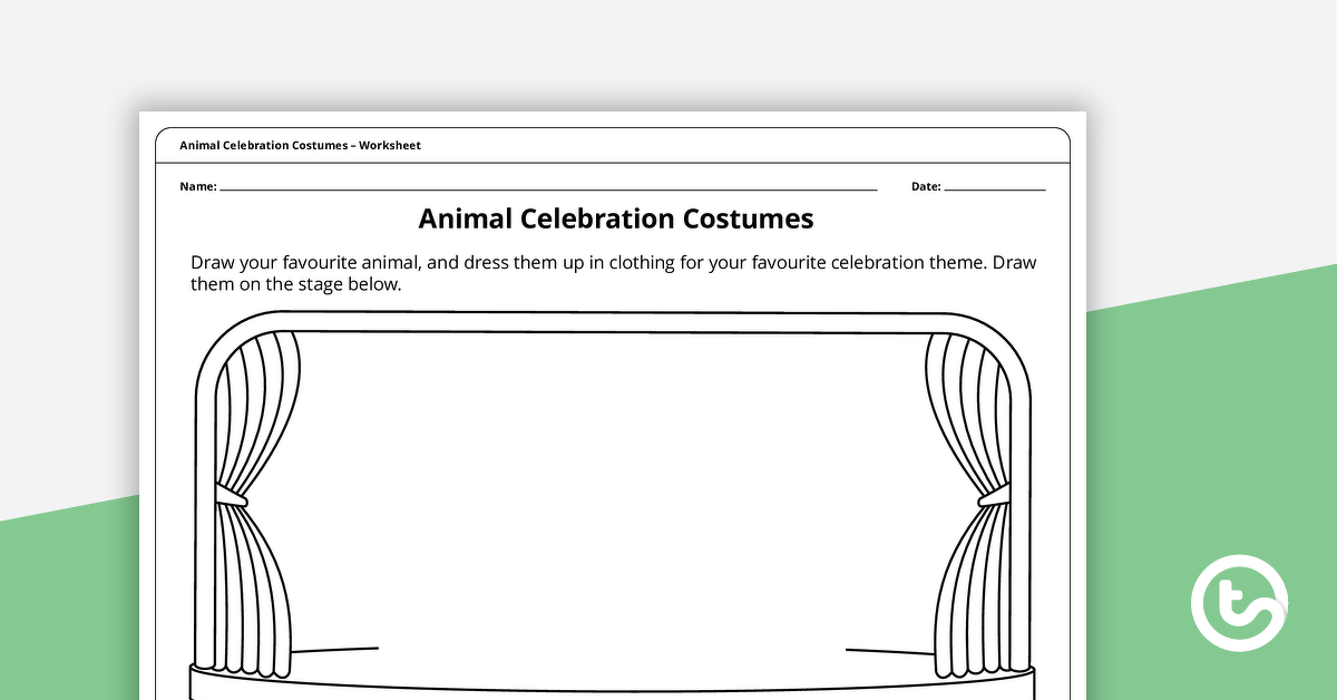 预览图像动物庆祝服装-工作表-教学资源