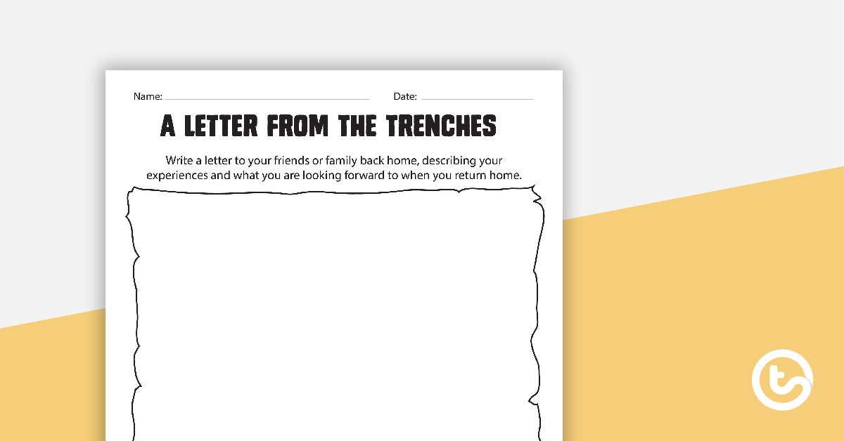 Preview image for A Letter From The Trenches - Worksheet - teaching resource