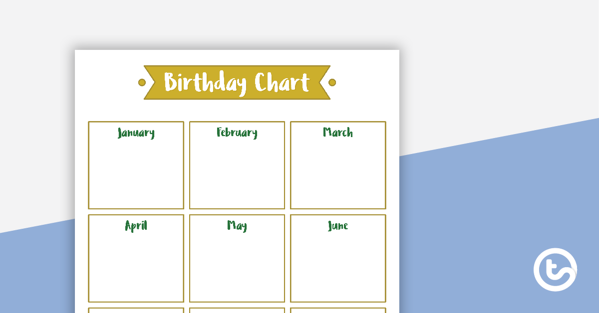 Preview image for Lush Leaves White - Happy Birthday Chart - teaching resource