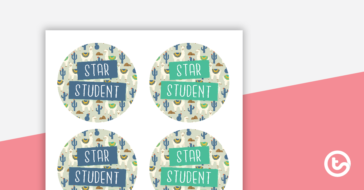 Preview image for Llama and Cactus - Star Student Badges - teaching resource