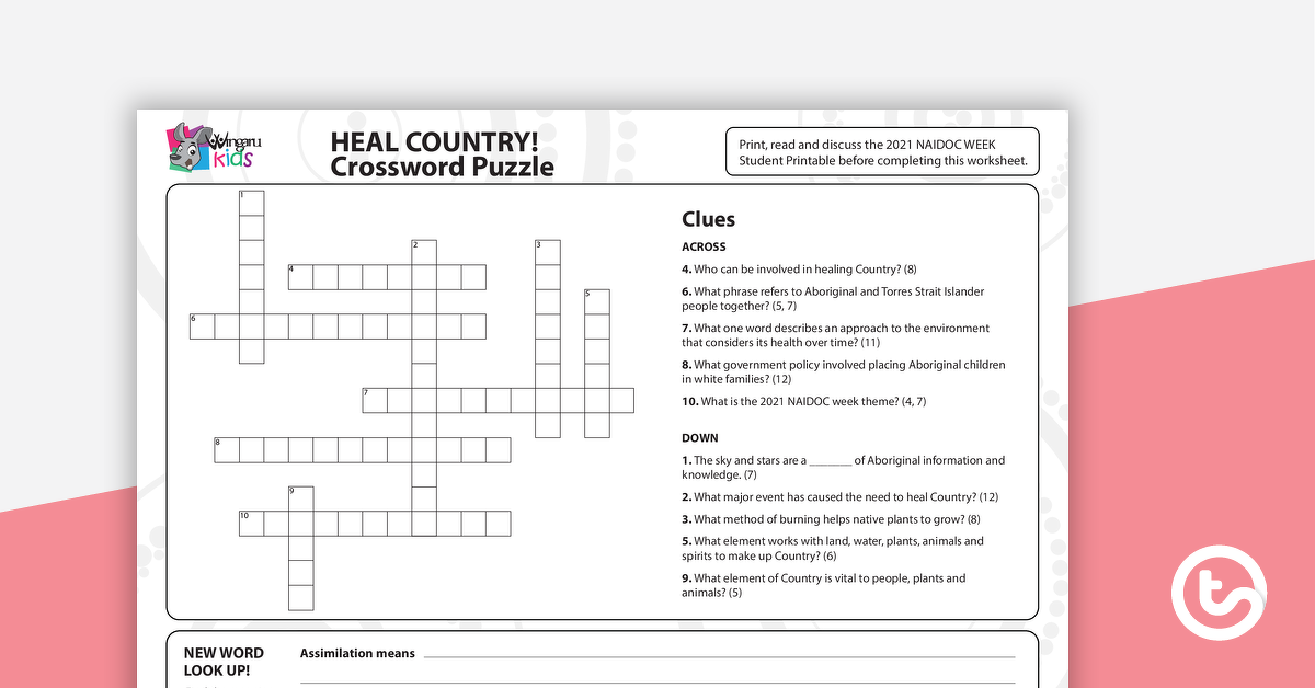 Preview image for NAIDOC 2021 – Heal Country! - Crossword Puzzle - teaching resource