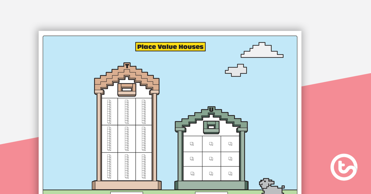 预览图像for 2-Digit Place Value Houses – Template - teaching resource