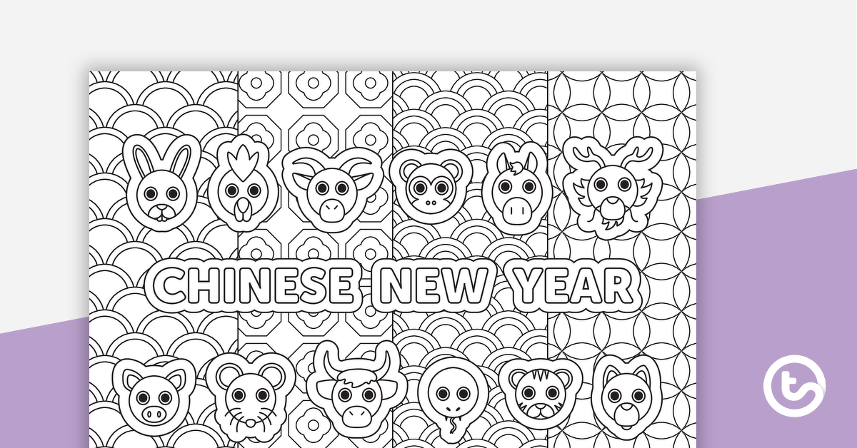 中国新年的预览形象 - 令人欣喜的着色表 - 教学资源