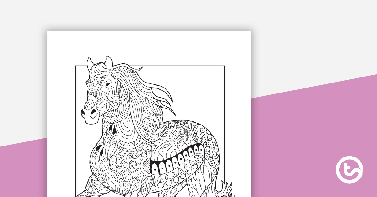 Preview image for Horse Mindful Colouring In Sheet - teaching resource