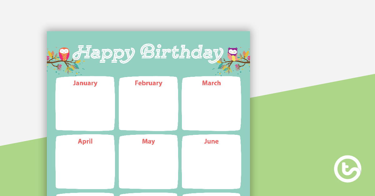 Preview image for Owls - Happy Birthday Chart - teaching resource