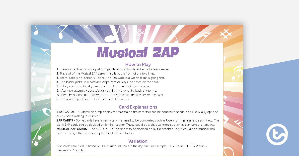 Preview image for Musical ZAP Game - teaching resource