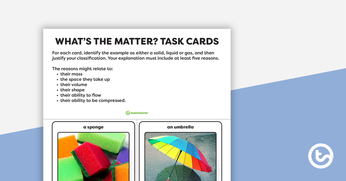 Preview image for What's the Matter? Task Cards - teaching resource