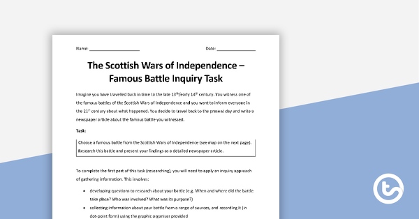 苏格兰独立战争查询任务的预览图像 - 教学资源