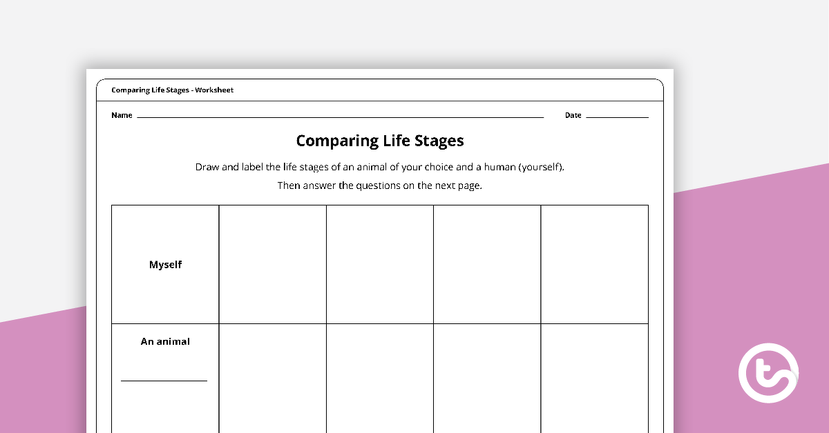 Preview image for Comparing Life Stages Worksheet - teaching resource