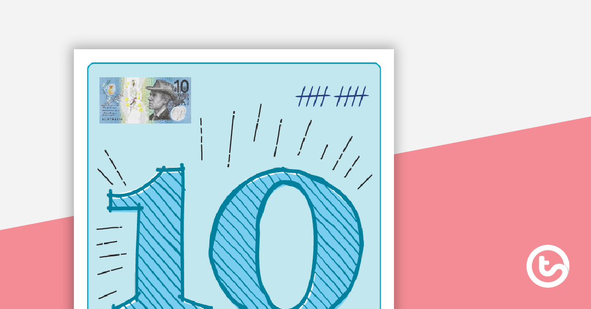 预览图像for Tens Numbers 10 - 100 Posters - Money, Tallies, Tens Frames and MAB Blocks (Australian Currency) - teaching resource
