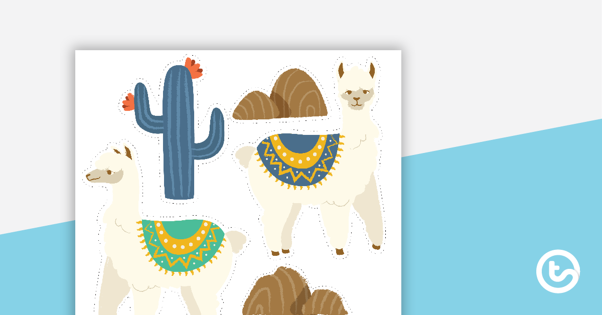 Preview image for Llama and Cactus - Cut Out Decorations - teaching resource