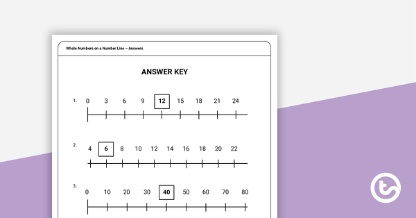 Thumbnail of Whole Numbers on a Number Line Worksheet - teaching resource