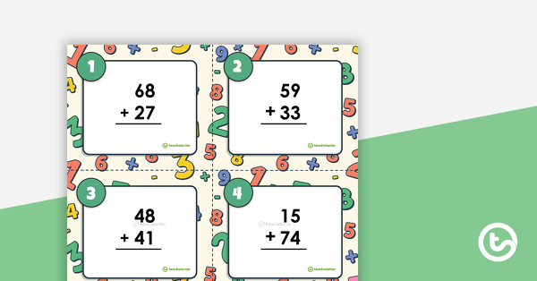 Preview image for Adding 2-Digit Numbers Task Cards - teaching resource