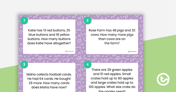 Preview image for Addition and Subtraction Problem Solving Task Cards - teaching resource