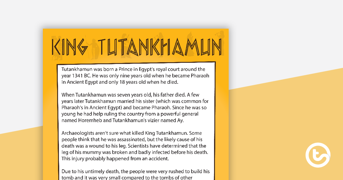 Preview image for Comprehension - King Tutankhamun - teaching resource