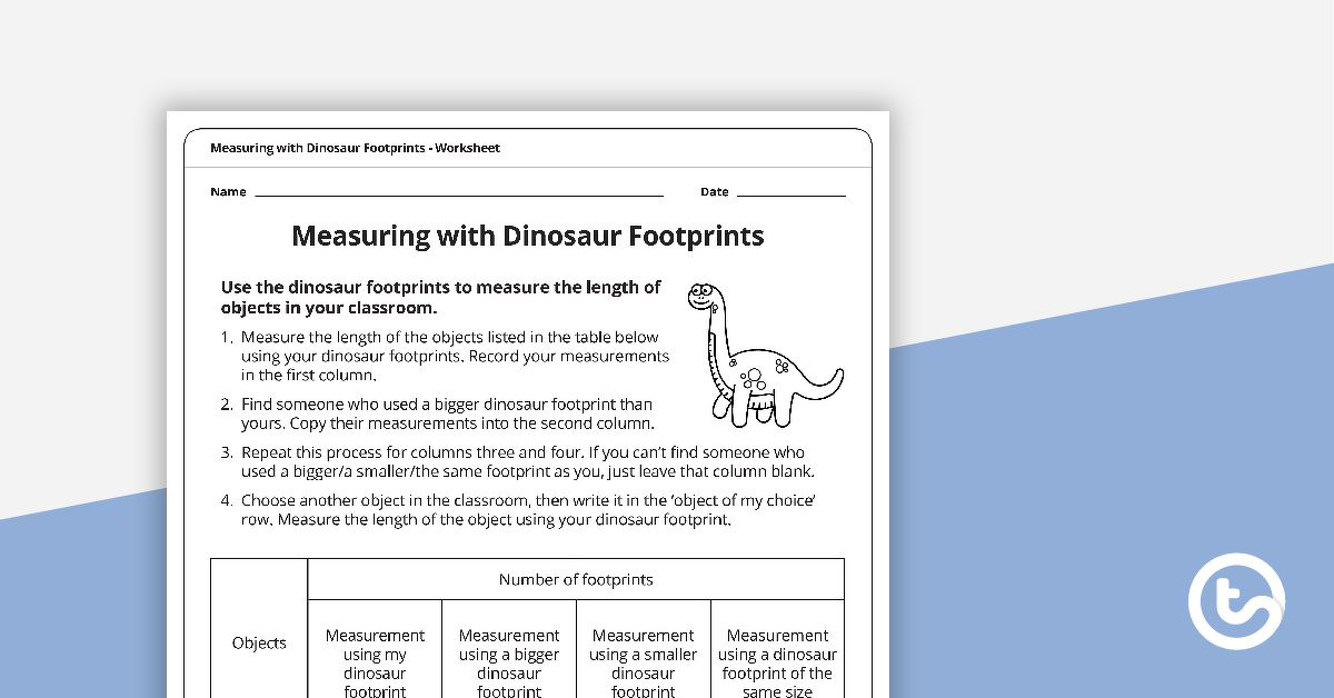 预览图像测量长度与恐龙脚印工作表-教学资源