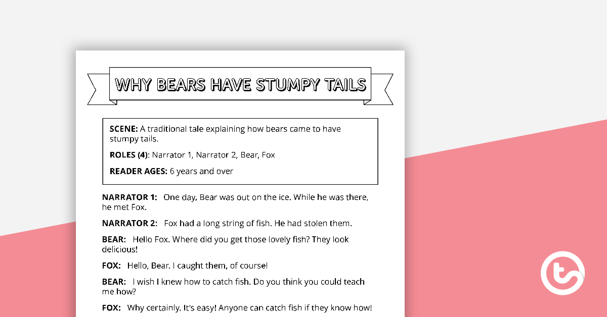 读者剧场年代预览图像cript - Why Bears Have Stumpy Tails - teaching resource
