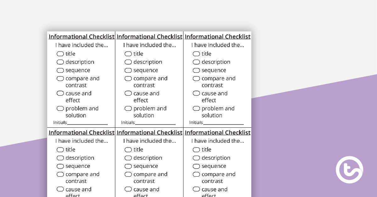 Preview image for Informational Writing Checklist - teaching resource