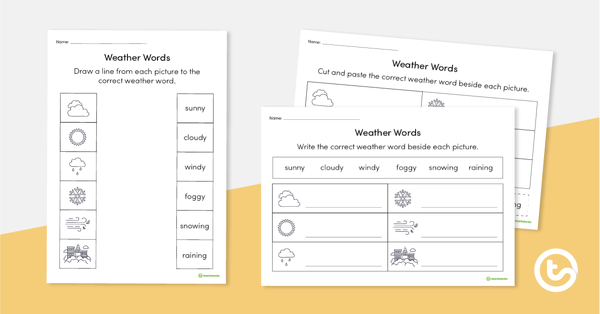 Preview image for Weather Words Worksheet - teaching resource