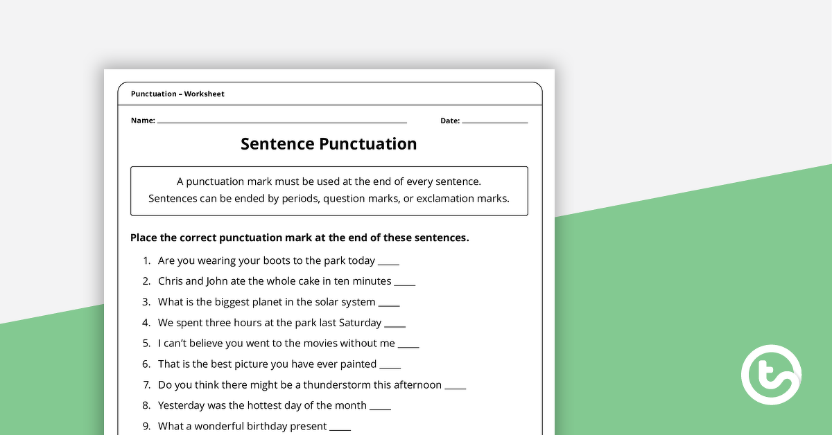 punctuation worksheet pack upper grades teach starter