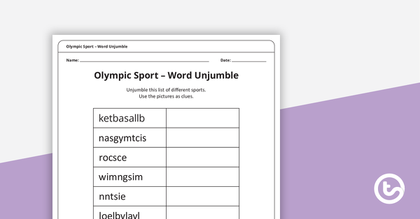 Preview image for Olympic Sport – Word Unjumble - teaching resource