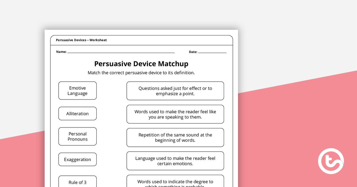 Preview image for Persuasive Device Worksheets - teaching resource