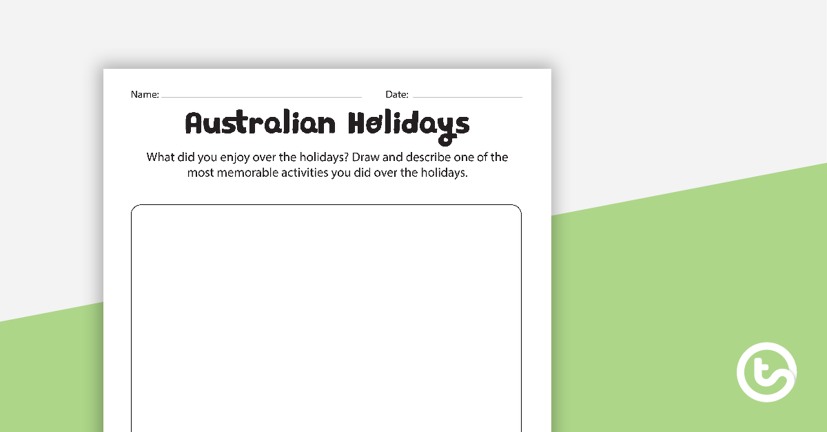 Preview image for Australian Holidays Worksheet - teaching resource
