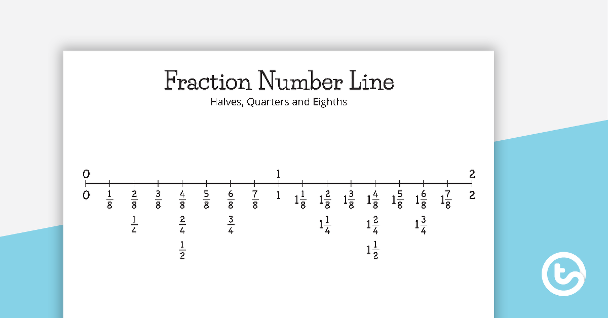 Preview image for Fractions Number Line - Halves, Quarters and Eighths - teaching resource