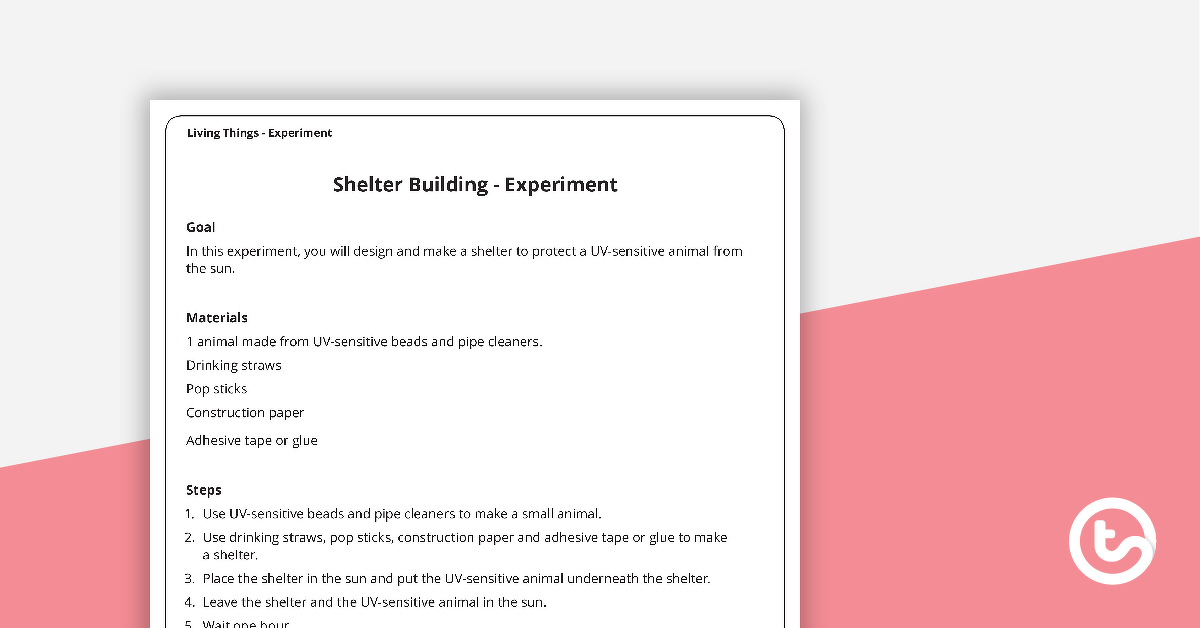 Preview image for Shelter Building - Experiment - teaching resource