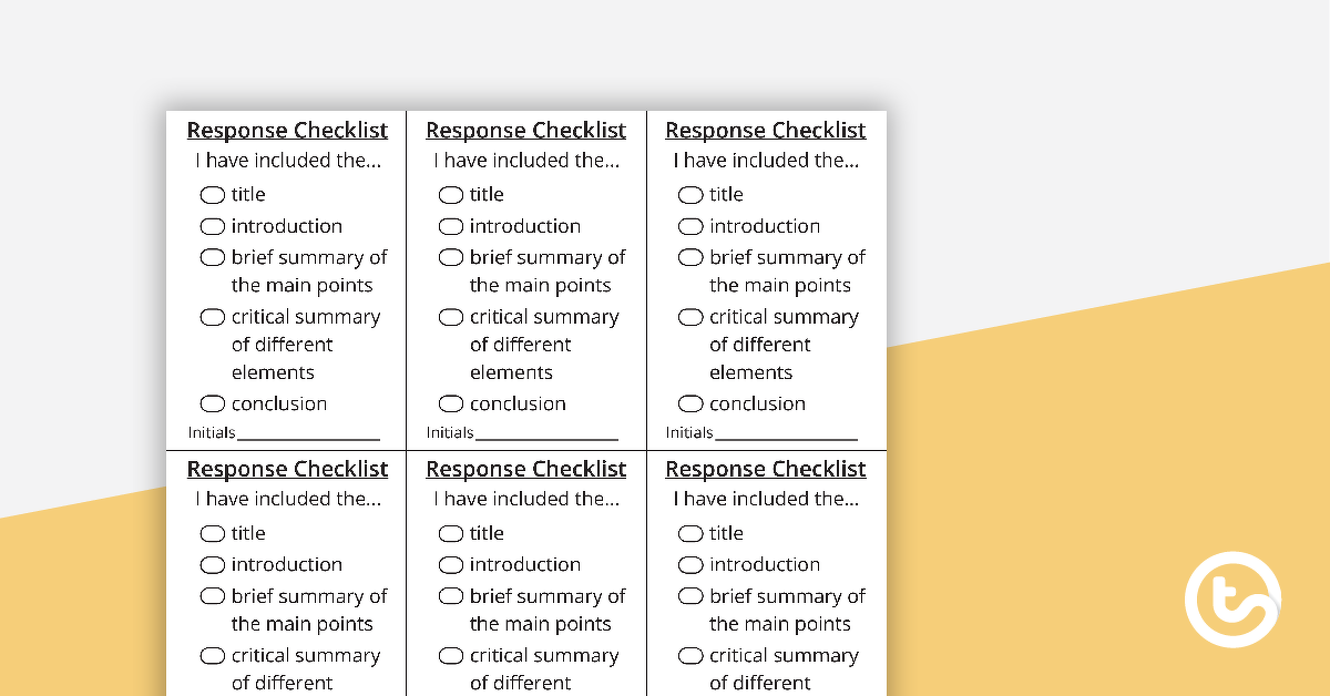 Preview image for Response Writing Checklist - teaching resource
