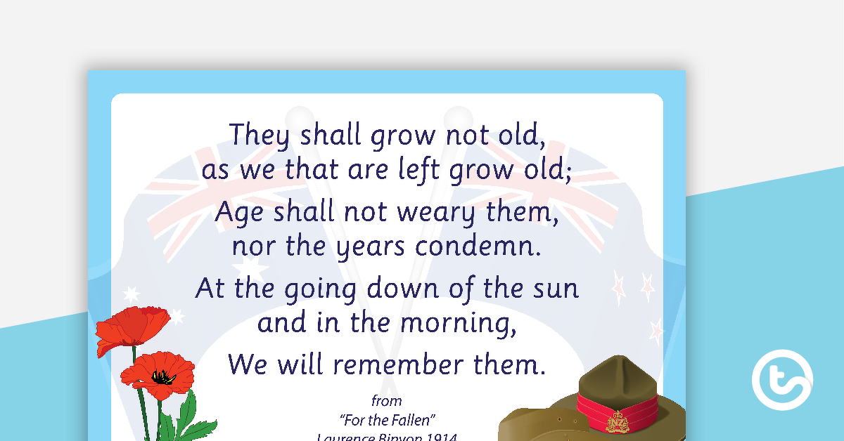 Preview image for Ode of Remembrance Poster - teaching resource