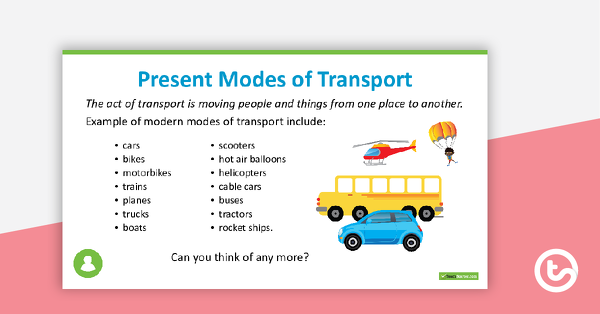 缩略图的交通工具——过去、现在和未来的幻灯片——教学资源