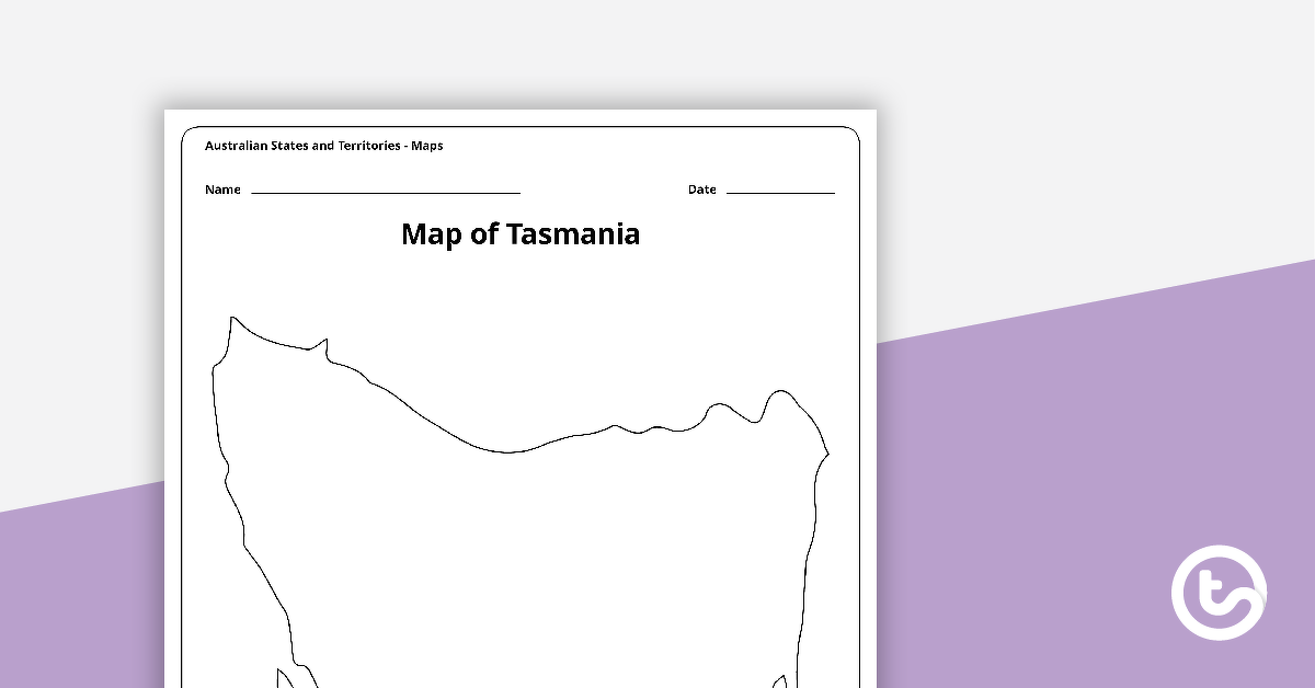 塔斯马尼亚岛的地图模板预览图像——教学资源