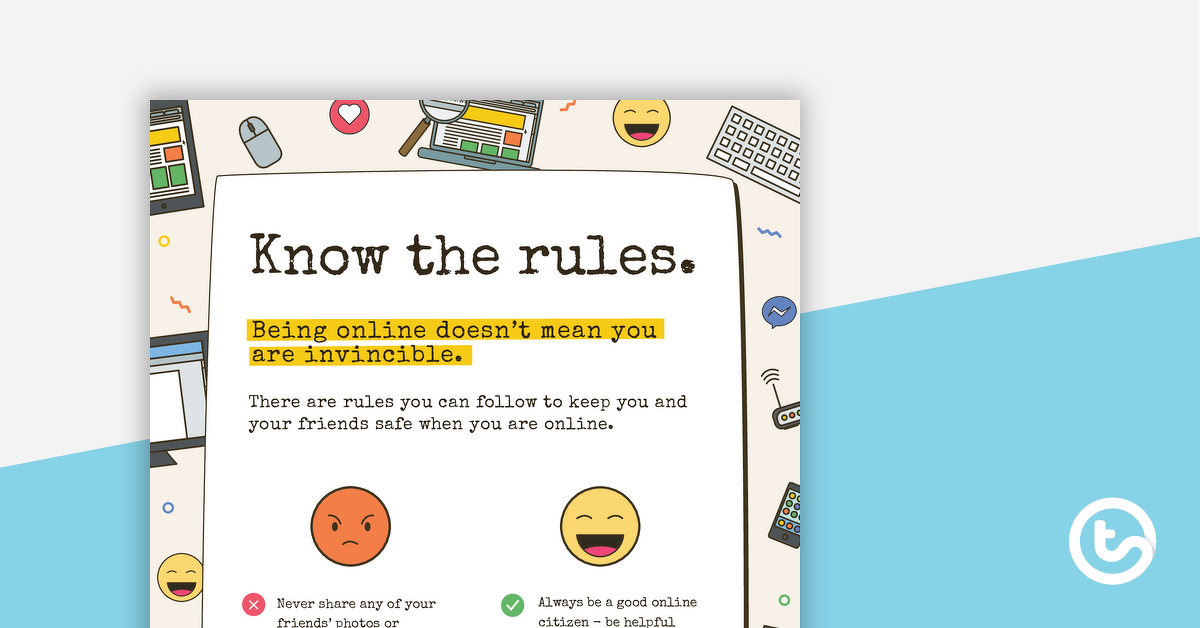 Preview image for Cyber Safety Poster - Know the Rules - teaching resource