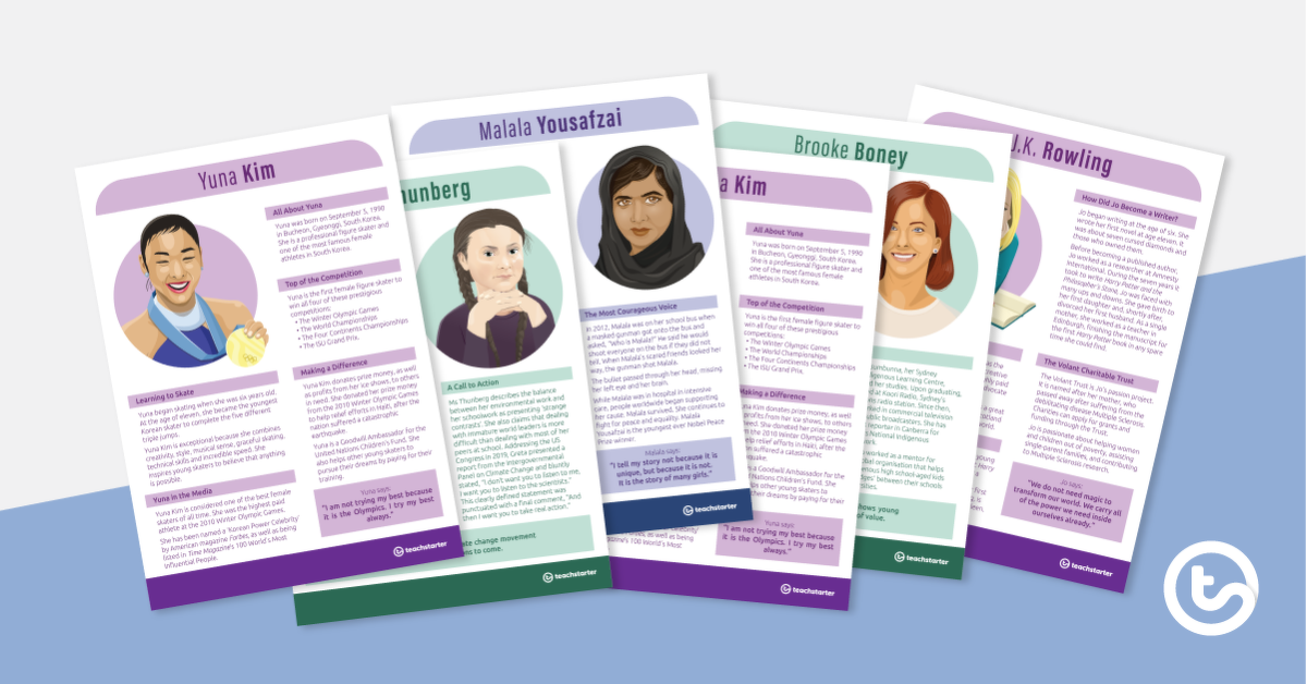 励志女性个人资料海报包的预览图像 - 教学资源