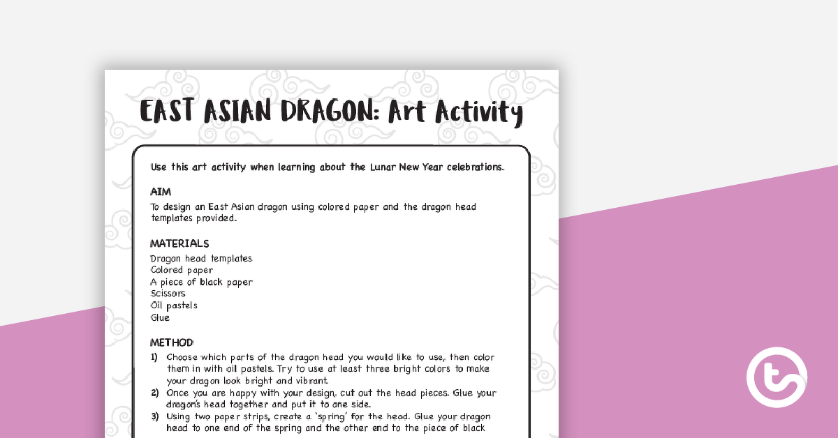 Preview image for East Asian Dragon Art Activity - teaching resource