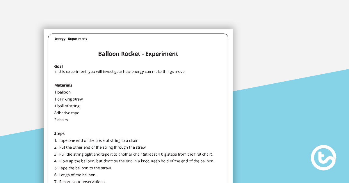 Preview image for Balloon Rocket - Experiment - teaching resource