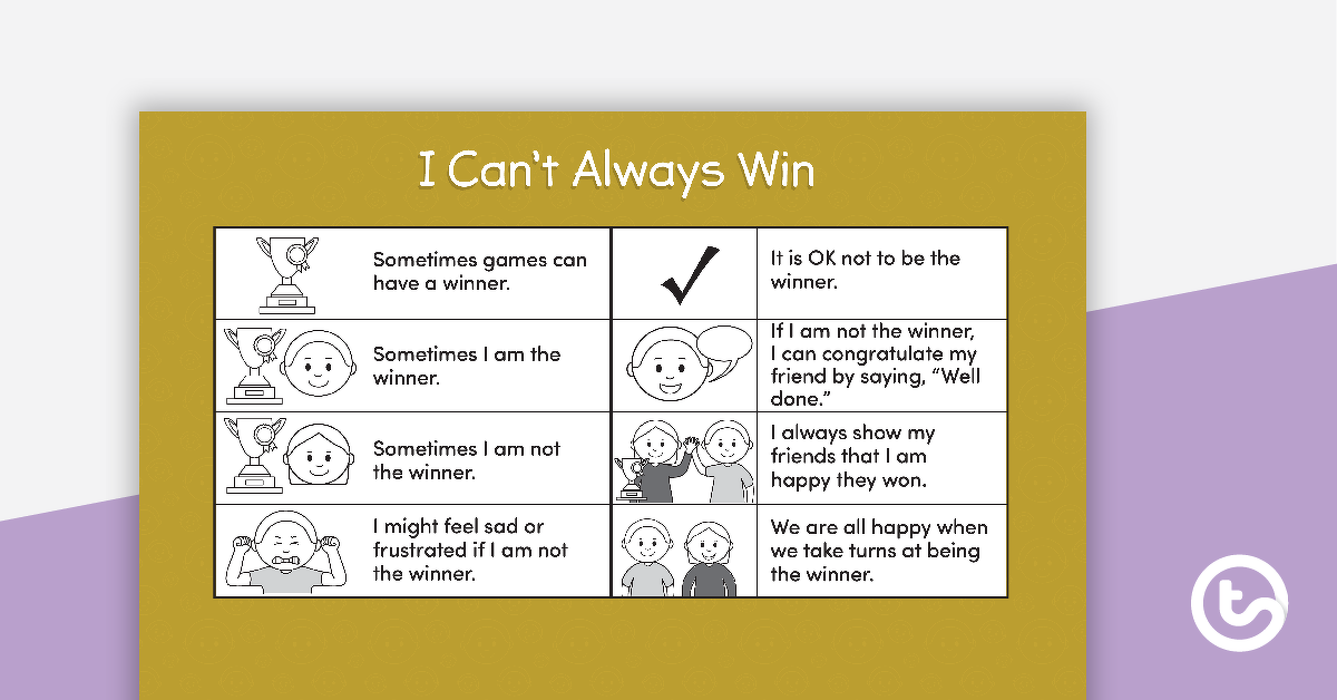 Preview image for Social Stories - I Can't Always Win - teaching resource