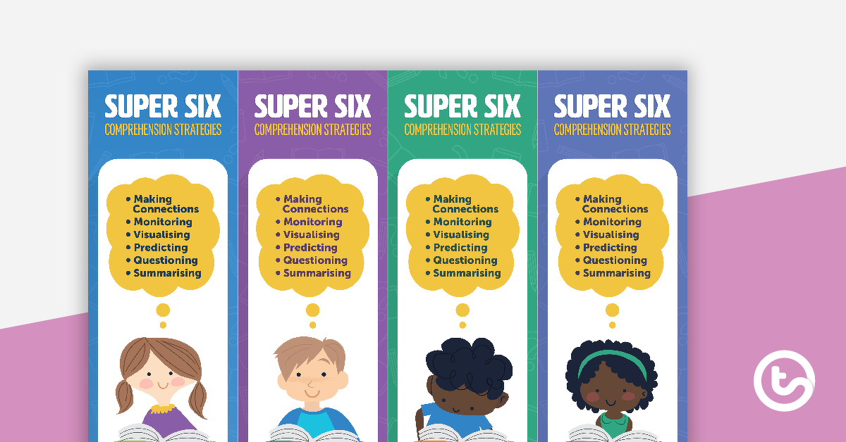 Preview image for Super Six Reading Comprehension Strategies Bookmark - teaching resource
