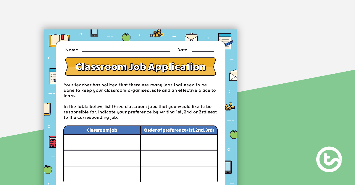 Preview image for Classroom Job Application Template - teaching resource