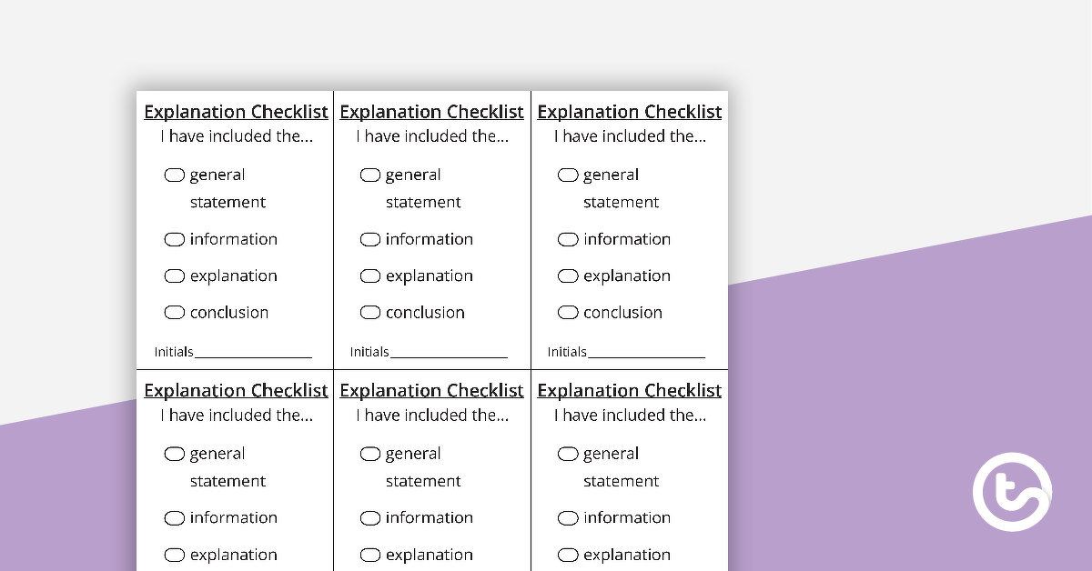 Preview image for Explanation Writing Checklist - teaching resource
