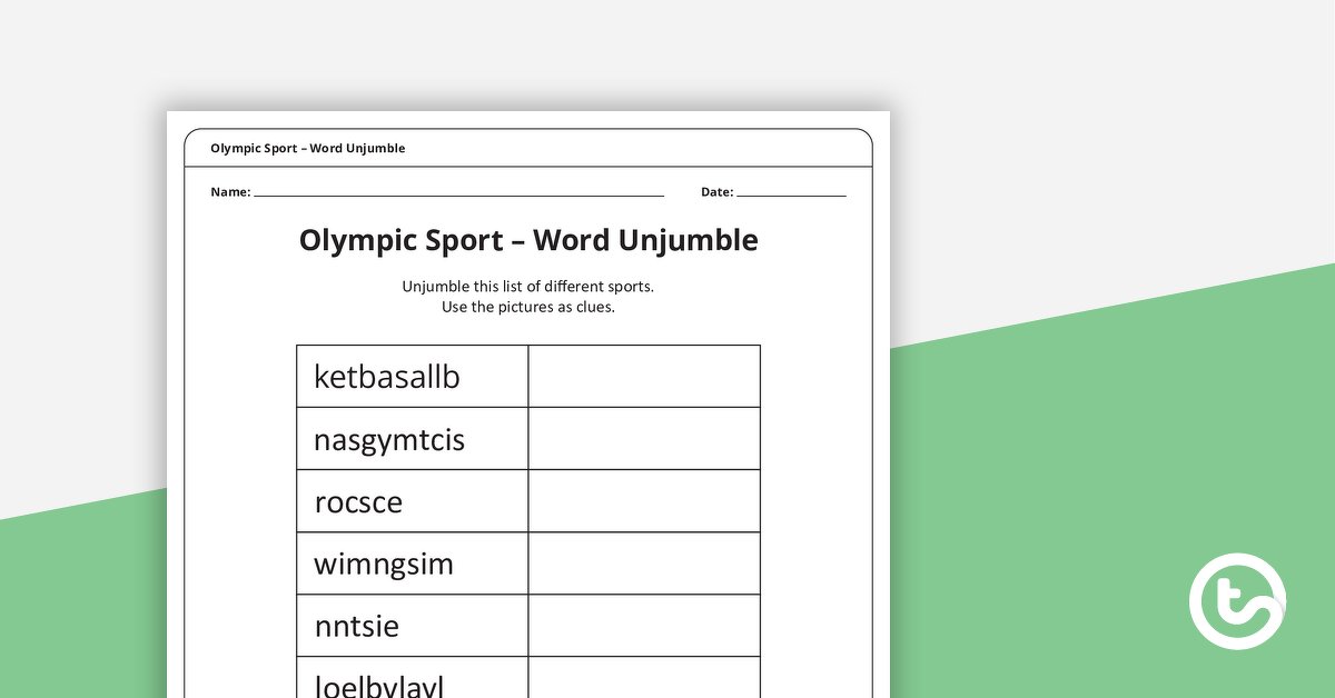 Preview image for Olympic Sport – Word Unjumble - teaching resource