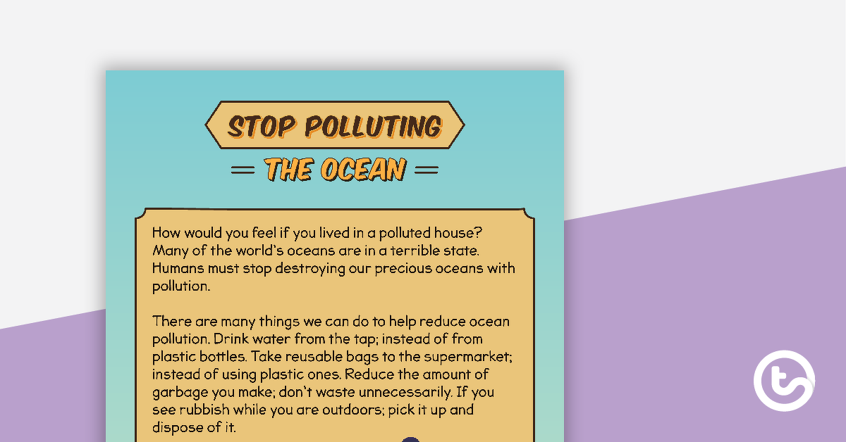Preview image for Sequencing Activity - Stop Polluting The Ocean (Opinion Text) - Simplified Version - teaching resource