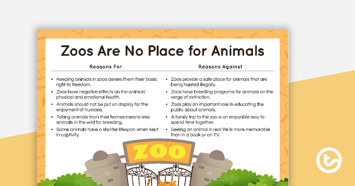 Preview image for Persuasive Texts Writing Task - Zoos Are No Place for Animals - teaching resource