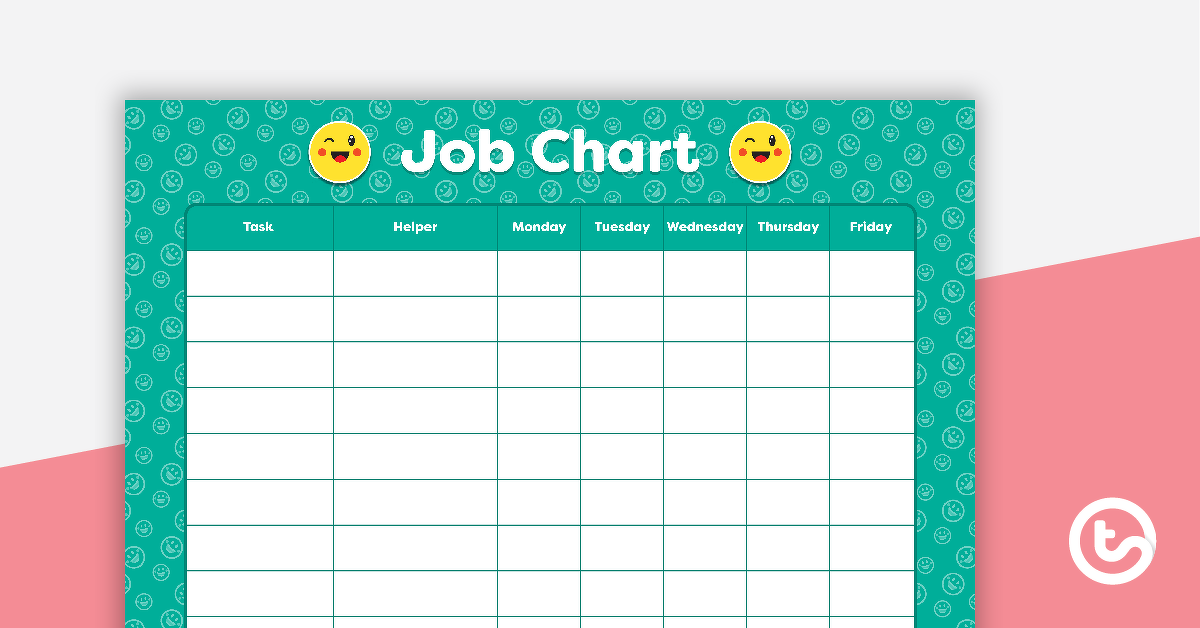 Preview image for Green Emoji - Landscape Job Chart - teaching resource