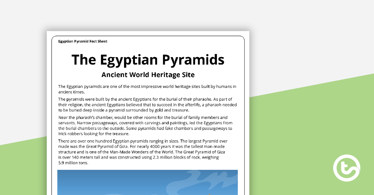 Preview image for The Egyptian Pyramids - Comprehension Task - teaching resource