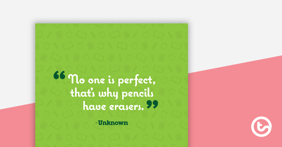 Preview image for No One is Perfect - Positivity Poster - teaching resource